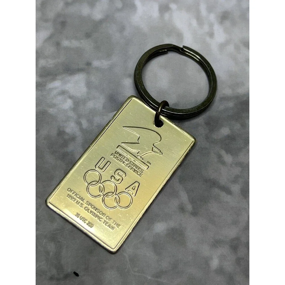 USPS USA Olympics Vintage Keychain Keyring Pride Golden Color